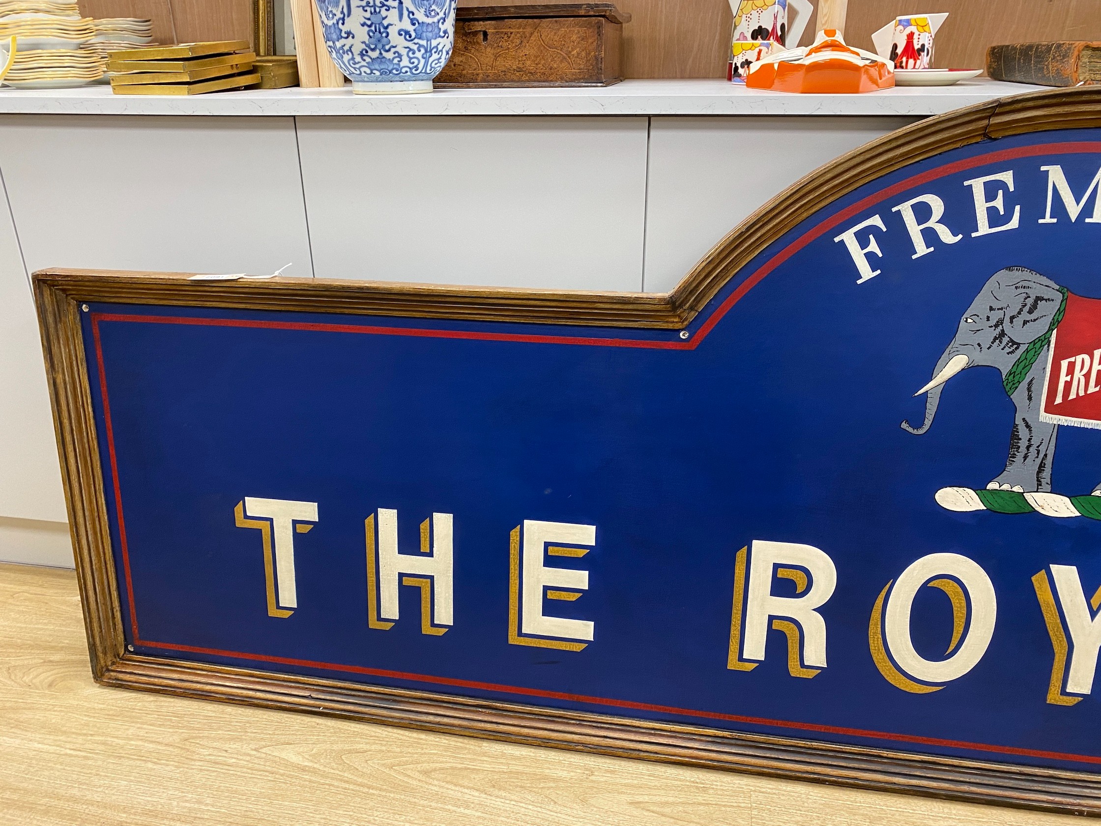 A large Fremlin’s public house sign, The Royal Oak Newick , East Sussex, 1950's - approx 275cm long